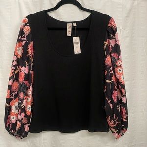 Anthropologie Dolan XL blouse top shirt NWT black floral